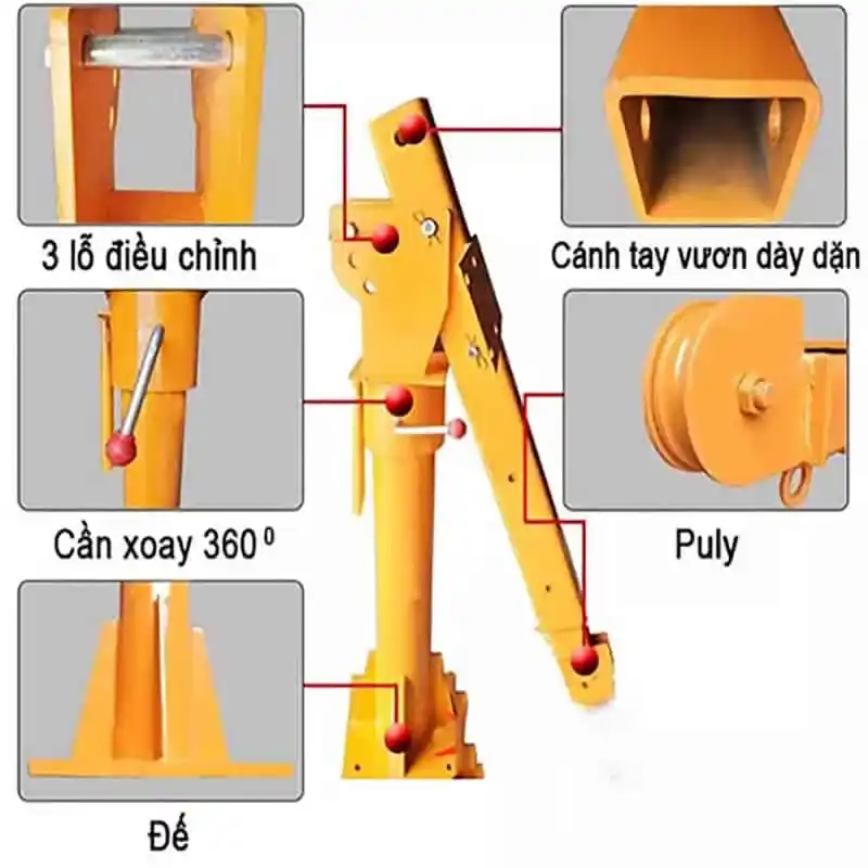 thông số cẩu xoay lắp tời 500kg gắn ô tô